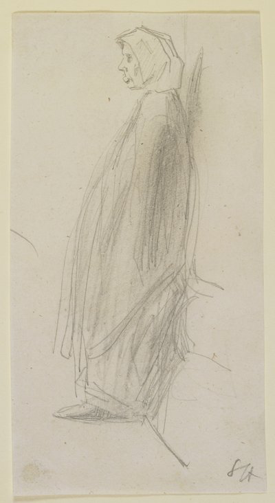 Profilschskizze einer alten Frau, die steht, 1858 von James Abbott McNeill Whistler